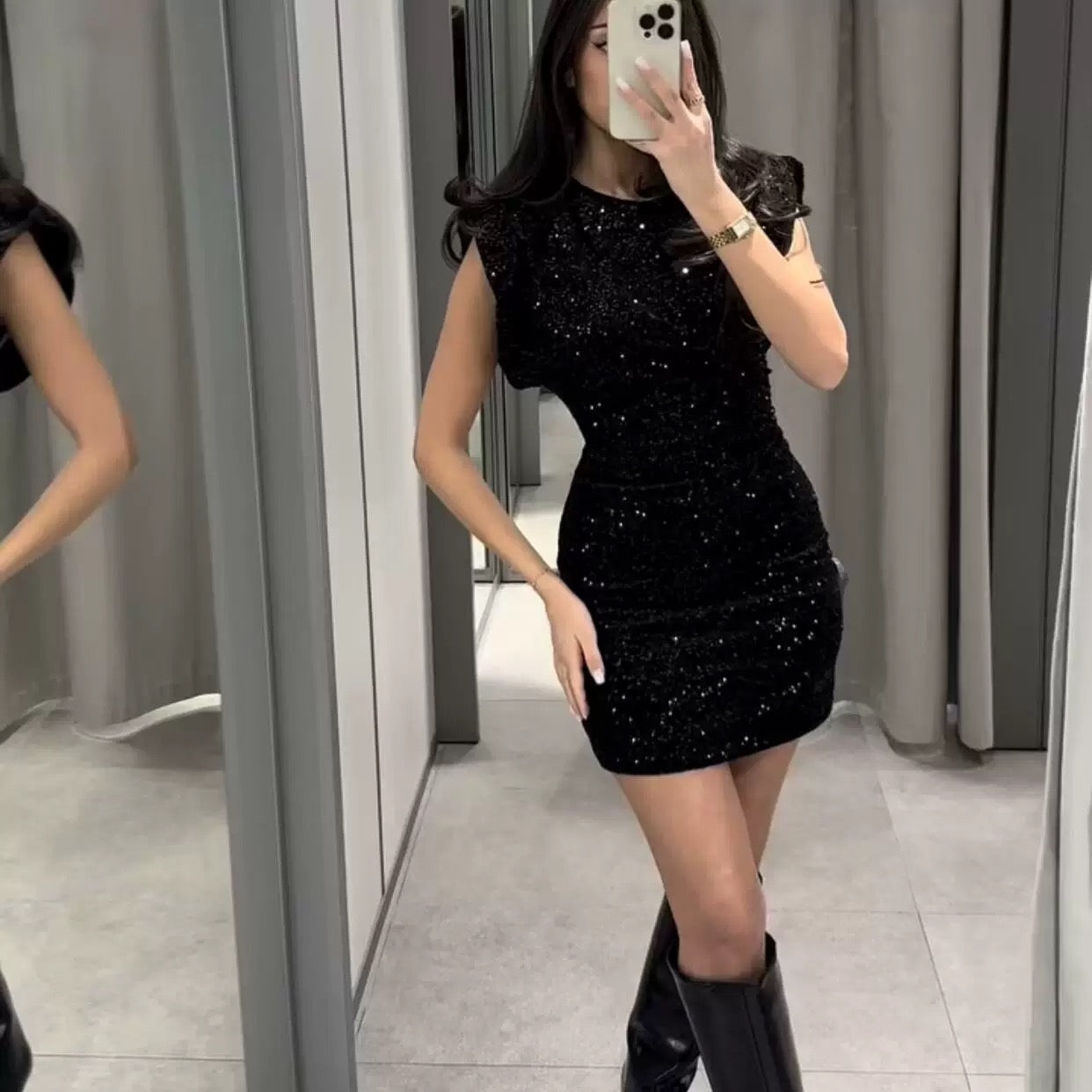 Véloure Glitzer Kleid