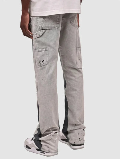 "Grey Patch Flared Denim"